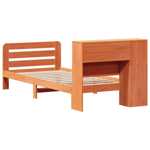 vidaXL Sängynrunko ilman patjaa vahanruskea 90x200 cm täysi mänty