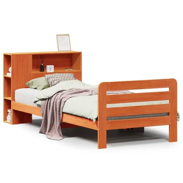 vidaXL Sengeramme uten madrass voksbrun 75x190 cm heltre furu