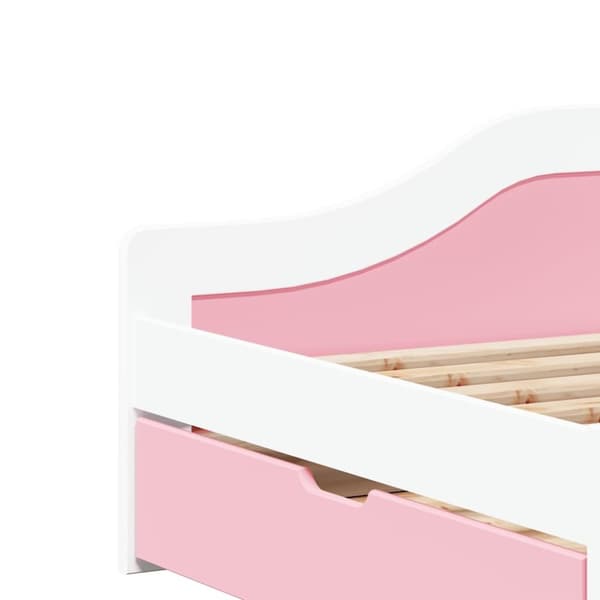 vidaXL daybed med to skuffer uden madras IRUN hvid og lyserød 90x200cm