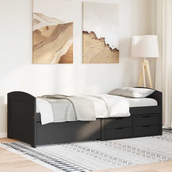 vidaXL sohvasänky 5 laatikolla ilman patjaa IRUN musta 90x200 cm