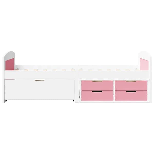 vidaXL daybed med 5 skuffer uden madras IRUN hvid og lyserød 90x200 cm