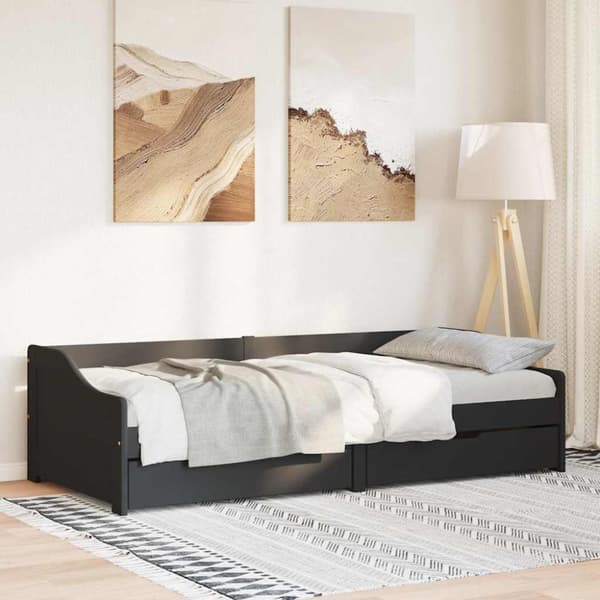 vidaXL -sohvasänky kahdella laatikolla ilman patjaa IRUN musta 90x200cm