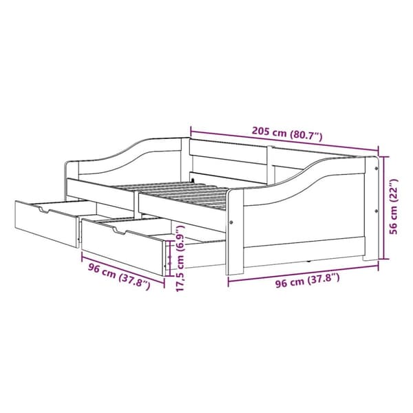 vidaXL -sohvasänky kahdella laatikolla ilman patjaa IRUN musta 90x200cm
