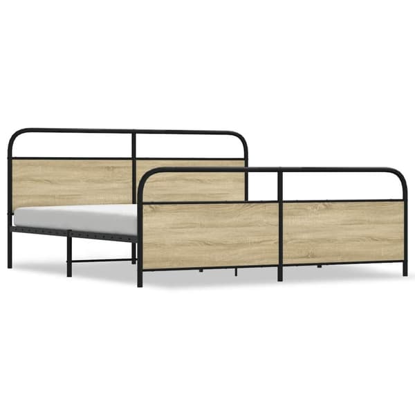 vidaXL Sengeramme i metall uten madrass sonoma eik 200x200 cm