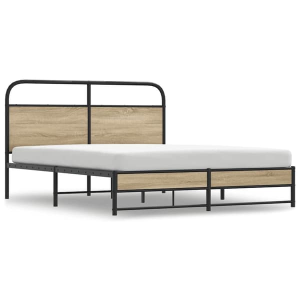 vidaXL sengeramme uden madras 160x200 cm metal røget egetræsfarve