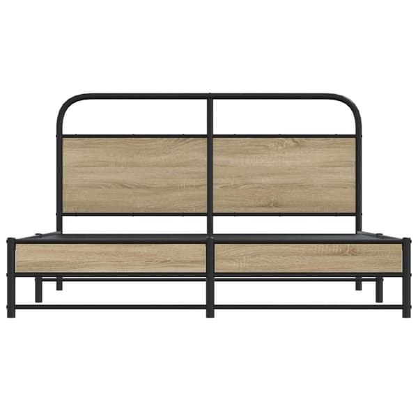 vidaXL sengeramme uden madras 160x200 cm metal røget egetræsfarve