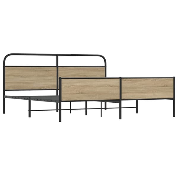 vidaXL Sengeramme i metall uten madrass røkt eik 150x200 cm