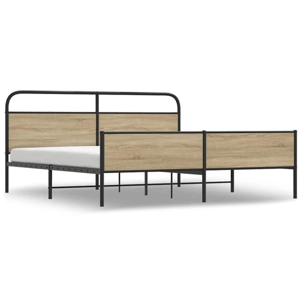 vidaXL Sengeramme i metall uten madrass røkt eik 150x200 cm