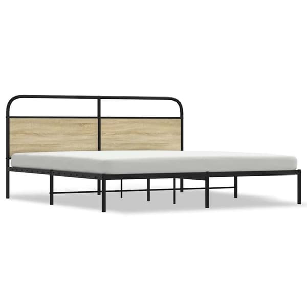 vidaXL Sengeramme i metall uten madrass sonoma eik 200x200 cm