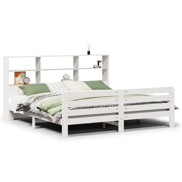vidaXL sengeramme uden madras 180x200 cm massivt fyrretræ hvid