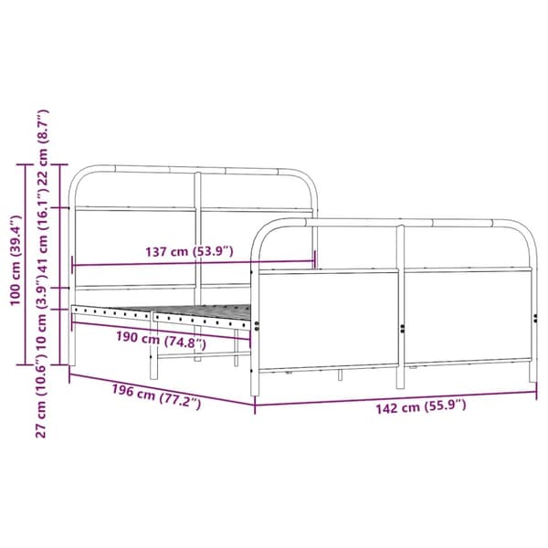 vidaXL sengeramme uden madras 137x190 cm brun egetræ