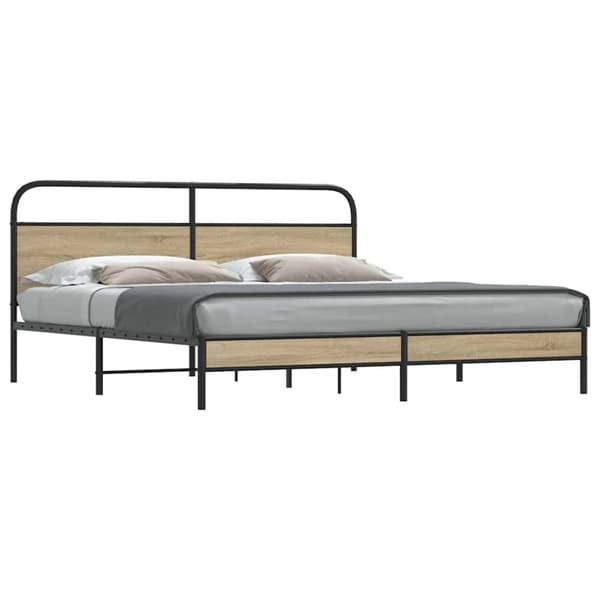 vidaXL Sengeramme i metall uten madrass røkt eik 180x200 cm