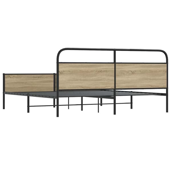 vidaXL Sengeramme i metall uten madrass røkt eik 200x200 cm