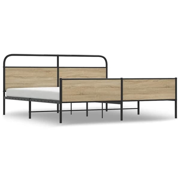 vidaXL Sengeramme i metall uten madrass røkt eik 183x213 cm