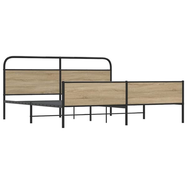 vidaXL Sengeramme i metall uten madrass røkt eik 183x213 cm