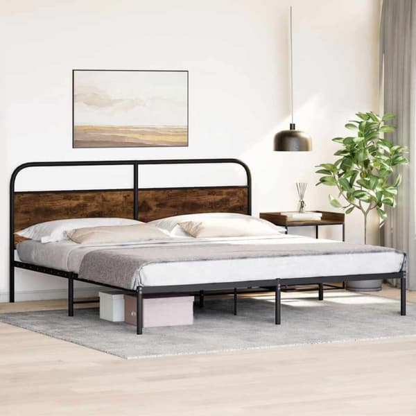 vidaXL sengeramme uden madras 183x213 cm metal røget egetræsfarve