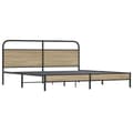 Miniatyrbilde 3 av 9: vidaXL Sengeramme i metall uten madrass røkt eik 183x213 cm