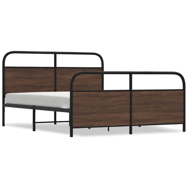 vidaXL Sengeramme i metall uten madrass brun eik 150x200 cm
