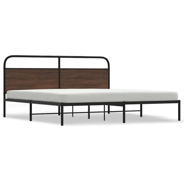 vidaXL Sängram utan madrass metall brun ek 183x213 cm