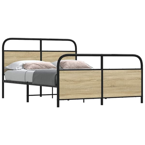 vidaXL Metallinen sängynrunko ilman patjaa Sonoma-tammi 140x190 cm