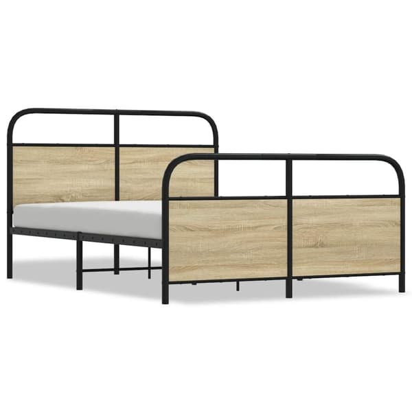 vidaXL Metallinen sängynrunko ilman patjaa Sonoma-tammi 140x190 cm