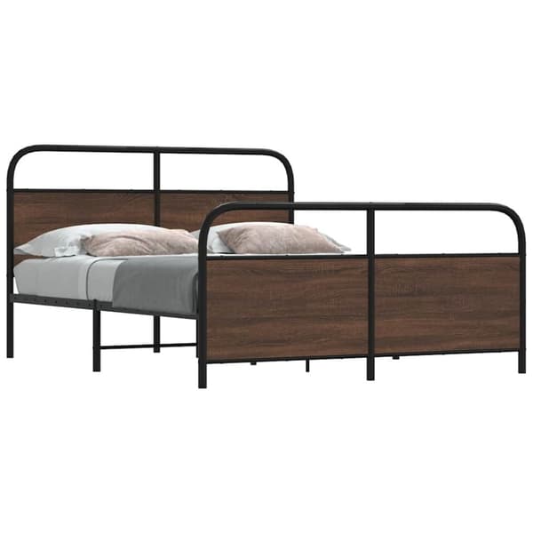 vidaXL sengeramme uden madras 160x200 cm metal brun egetræsfarve