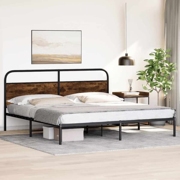 vidaXL sengeramme uden madras 180x200 cm metal røget egetræsfarve