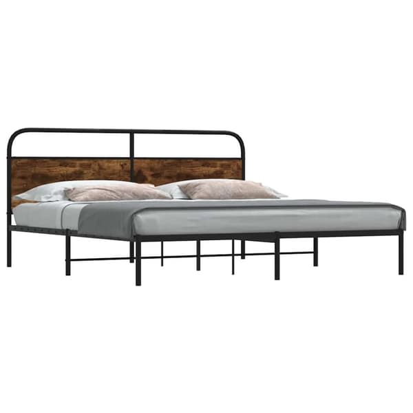 vidaXL sengeramme uden madras 180x200 cm metal røget egetræsfarve
