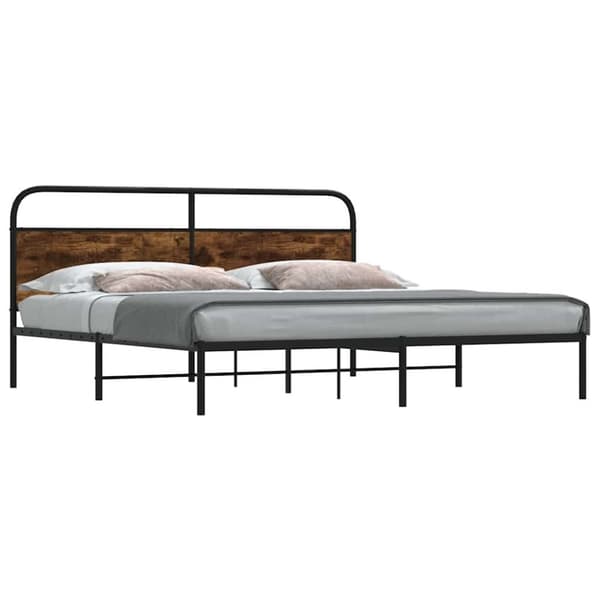 vidaXL sengeramme uden madras 193x203 cm metal røget egetræsfarve