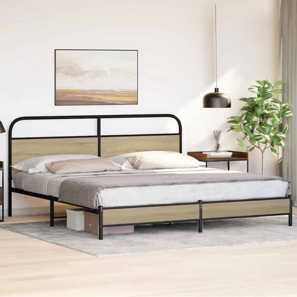 vidaXL sengeramme uden madras 183x213 cm metal sonoma-eg