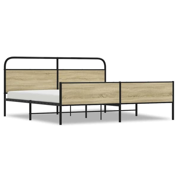 vidaXL Sengeramme i metall uten madrass sonoma eik 193x203 cm