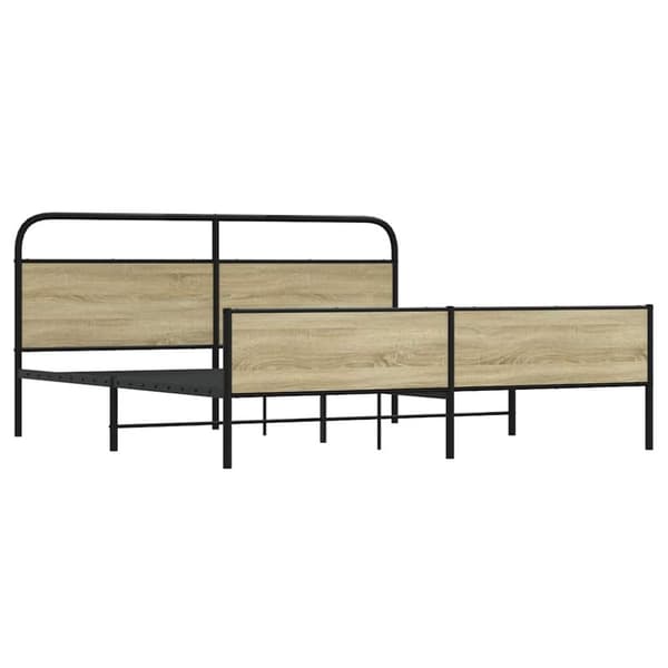vidaXL Sengeramme i metall uten madrass sonoma eik 193x203 cm