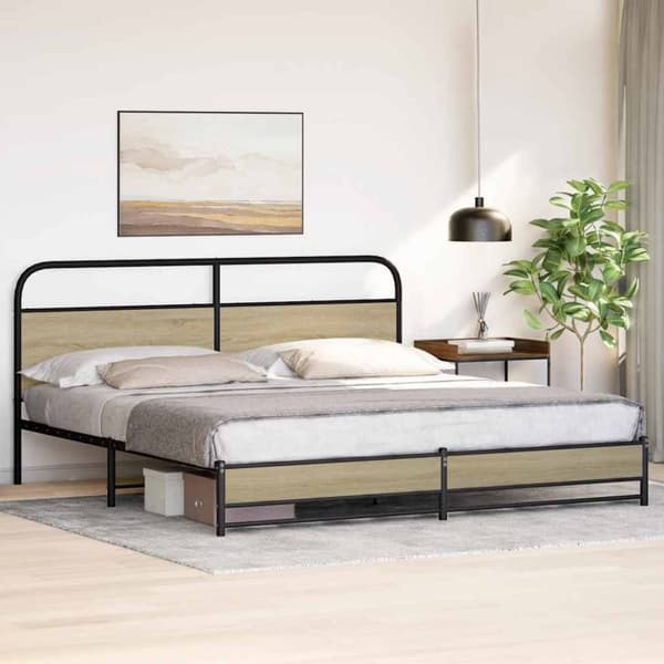 vidaXL Sengeramme i metall uten madrass sonoma eik 180x200 cm