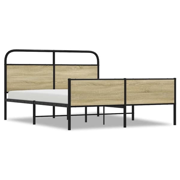 vidaXL Sängram utan madrass metall sonoma-ek 160x200 cm