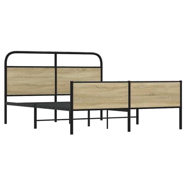 vidaXL Sängram utan madrass metall sonoma-ek 160x200 cm