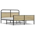 Miniatyrbilde 2 av 9: vidaXL Sengeramme i metall uten madrass sonoma eik 150x200 cm