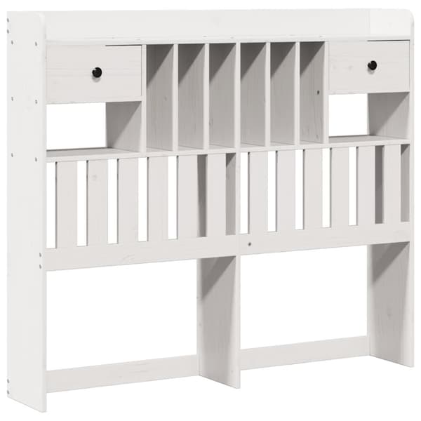 vidaXL Seng med bokhylle uten madrass hvit 135x190 cm heltre furu