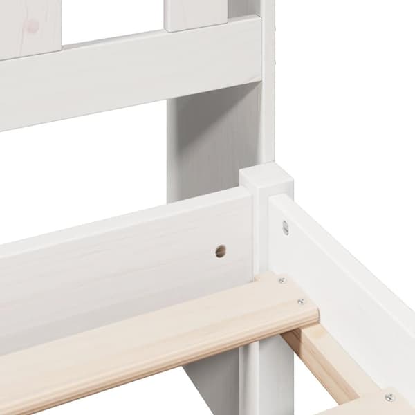 vidaXL Seng med bokhylle uten madrass hvit 135x190 cm heltre furu