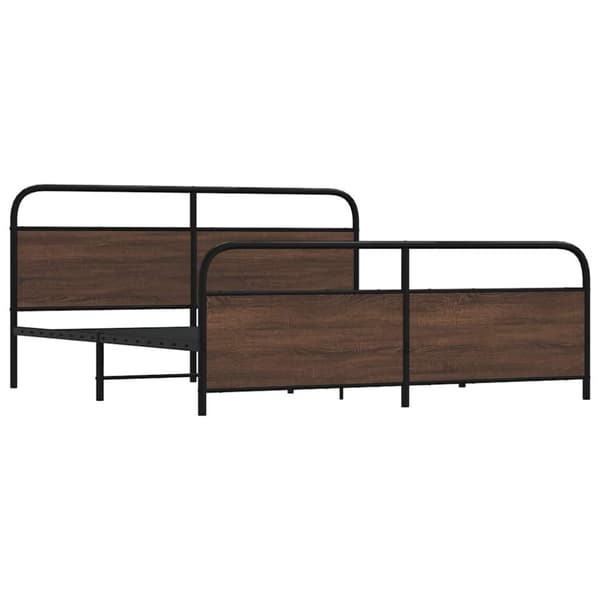 vidaXL Sengeramme i metall uten madrass brun eik 193x203 cm