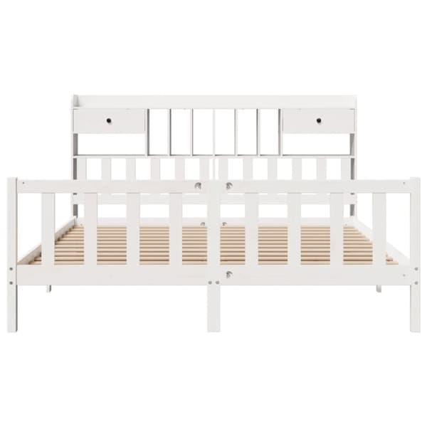vidaXL seng med reol uden madras 200x200 cm massivt fyrretræ hvid