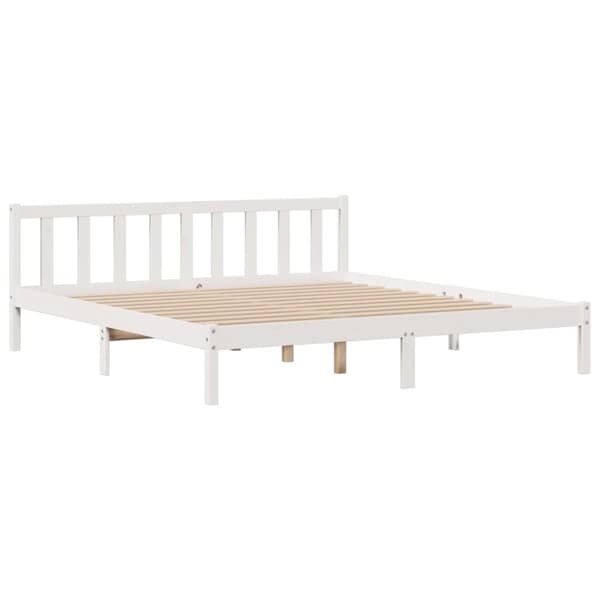 vidaXL seng med reol uden madras 200x200 cm massivt fyrretræ hvid