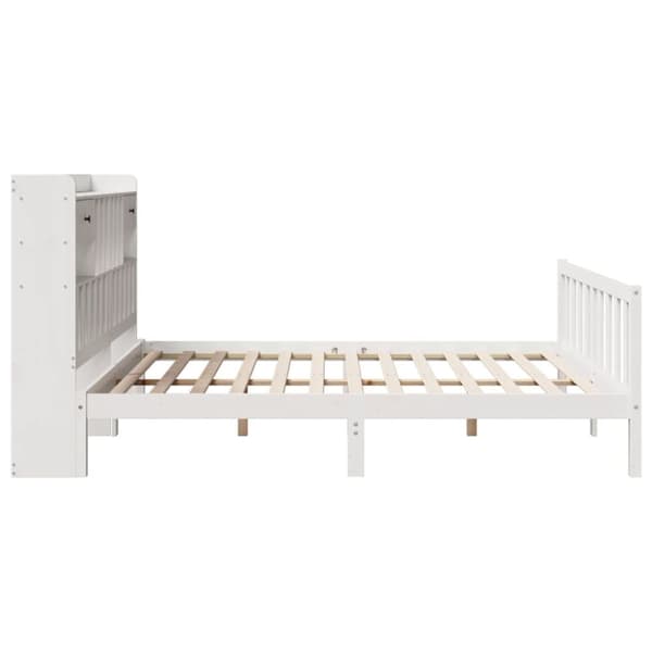 vidaXL seng med reol uden madras 200x200 cm massivt fyrretræ hvid