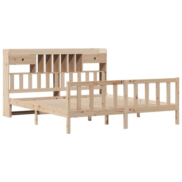 vidaXL Seng med bokhylle uten madrass 200x200 cm heltre furu