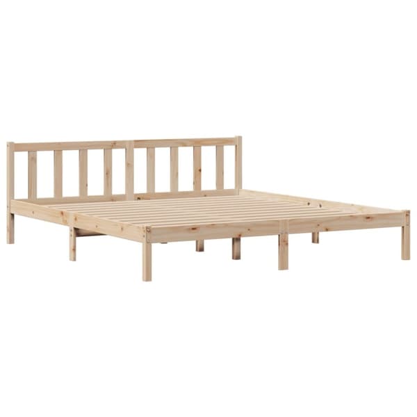 vidaXL Seng med bokhylle uten madrass 200x200 cm heltre furu