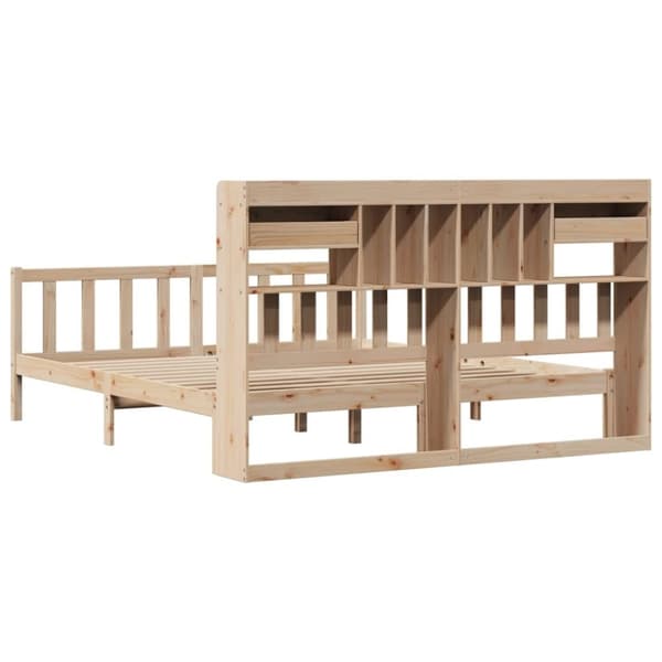vidaXL Seng med bokhylle uten madrass 200x200 cm heltre furu