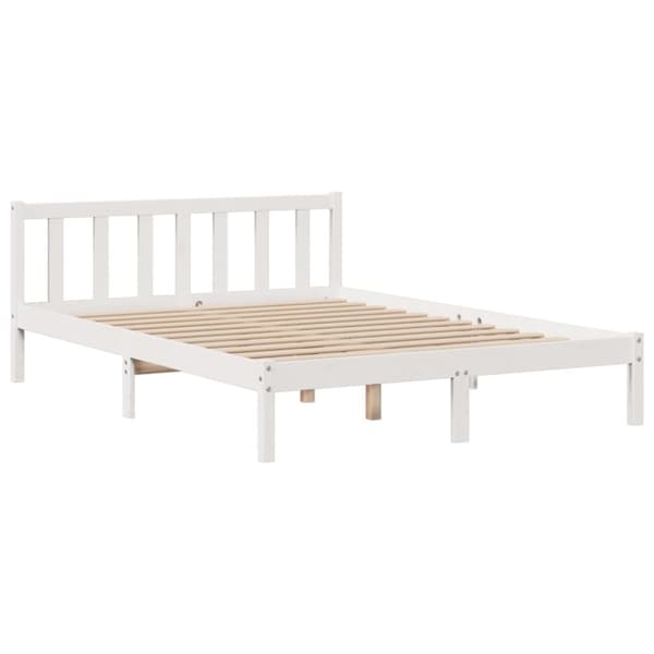 vidaXL Seng med bokhylle uten madrass hvit 140x190 cm heltre furu