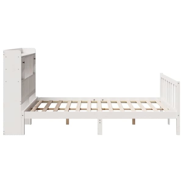 vidaXL Seng med bokhylle uten madrass hvit 140x190 cm heltre furu