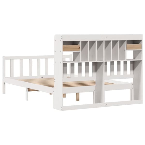 vidaXL Seng med bokhylle uten madrass hvit 140x190 cm heltre furu