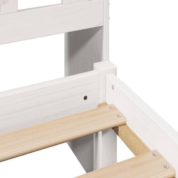 vidaXL Seng med bokhylle uten madrass hvit 140x190 cm heltre furu