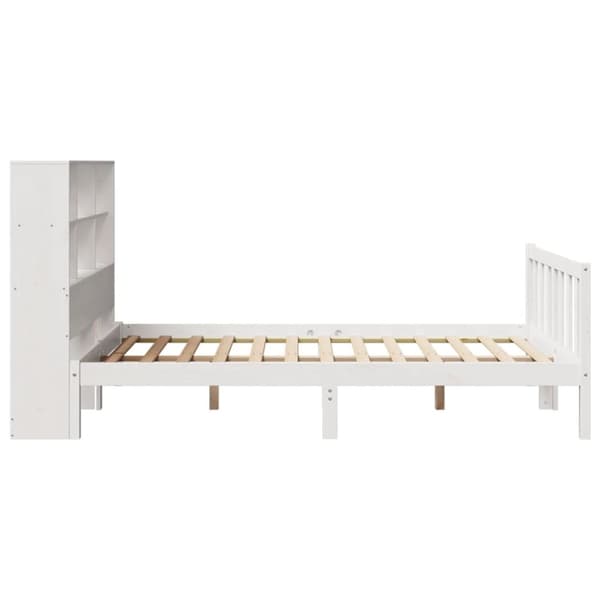 vidaXL Seng med bokhylle uten madrass hvit 140x190 cm heltre furu